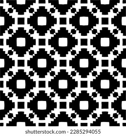 Dark background with abstract shapes. Black and white texture. Seamless monochrome repeating pattern for web page, textures, card, poster, fabric, textile.