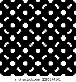 Dunkler Hintergrund mit abstrakten Formen. Schwarz-Weiß-Textur. Nahtlose monochrome Wiederholung Muster für Webseiten, Texturen, Karten, Poster, Gewebe, Textilien.