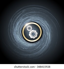 Dark background with abstract spirals and cogwheels
