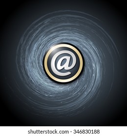 Dark background with abstract spirals and email icon