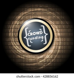Dark background with abstract spirals and inscription crowd funding