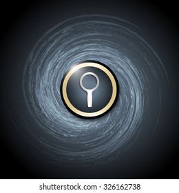 Dark background with abstract spirals and magnifier