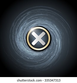 Dark background with abstract spirals and multiplication symbol