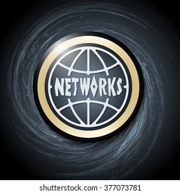 Dark background with abstract spirals and networks icon