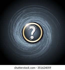 Dark background with abstract spirals and question mark