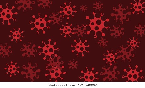 Dark background with bacteria of different shapes and sizes. Vector illustration