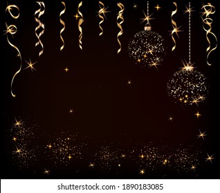 fondo oscuro con bolas y destellos