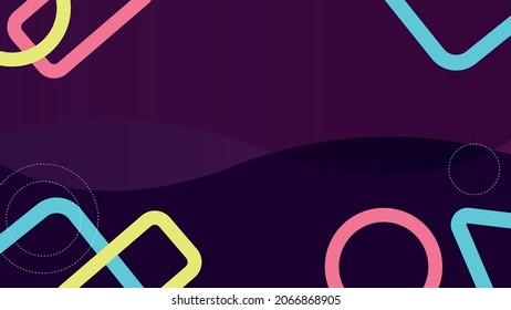 Dark background banner with geometric shapes circle, rectangle and triangle. Modern futuristic background vector illustration