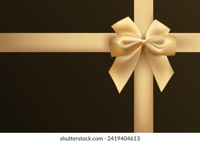 Dark background with beige bow and silk ribbons