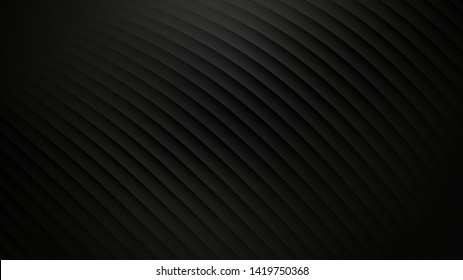 Dark background. Black 3D stripes. Vector illustration.