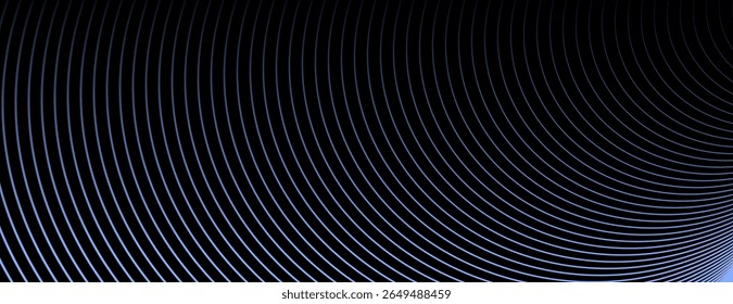 Plano de fundo escuro com gradiente preto e azul, apresentando padrões de círculo concêntrico. O fundo é elegante e moderno com uma tonalidade preta. Vetor de plano de fundo do padrão de círculo. Fundo escuro.