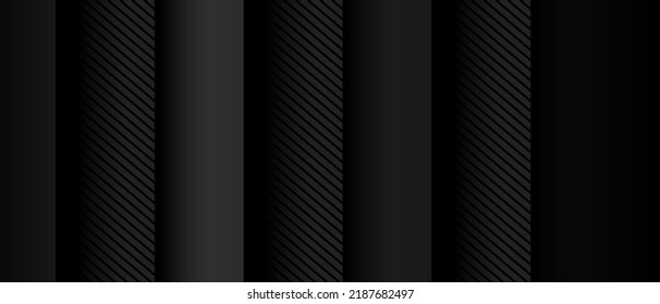 Dark background with black overlap layers. Modern abstract vector texture.