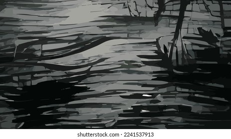 Dark background with black overlap layers. Modern abstract vector texture.