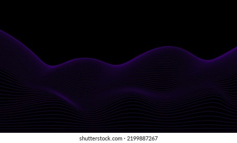 Dark background Black Violet wave lines Flowing Purple waves design Abstract digital wave Flow. Line Vector illustration for tech futuristic innovation concept modern Background Graphic design EPS 10 