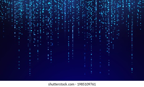 Dark background with blue glowing sparkling hanging lines
