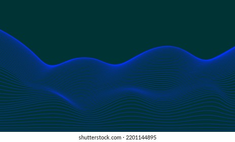 Dark background Blue Green wave lines. Flowing waves design Abstract digital wave. Flow. Line Vector illustration for tech futuristic innovation concept modern Background Graphic design EPS 10  Space