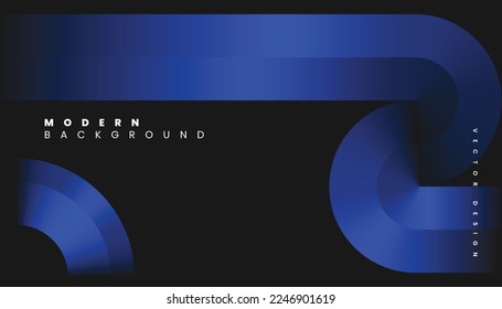 Dark Background with Blue Modern Geometric Shapes. Futuristic Background Concept for Cover, Website, Poster, Brand Identity, Brochure, Presentation Template etc. Vector Illustration
