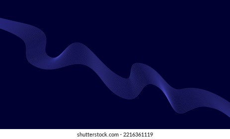 Dark background Blue Violet wave lines. Flowing blue waves design Abstract digital wave. Flow. Line Vector illustration for tech futuristic innovation concept modern Background Graphic design EPS10