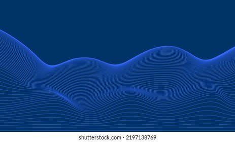 Dark background Blue wave lines. Flowing blue waves design Abstract digital wave. Flow. Line Vector illustration for tech futuristic innovation concept modern Background Graphic design EPS 10  Space