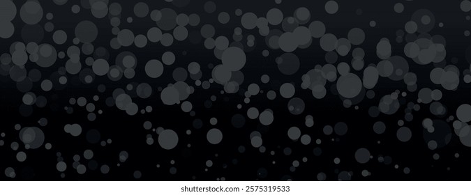 Dark background with a bokeh style. The background features gray circles on a black background, creating a soft, blurred texture. Dreamy bokeh light background vector