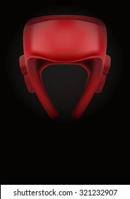 Dark Background of boxing sports. Symbol of helmet. Realistic Vector Illustration.