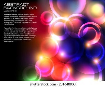  Dark background with bright light blurred spots.  