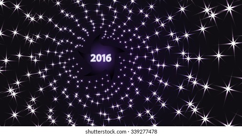 Dark background with bright spiral of stars. Vector illustration.