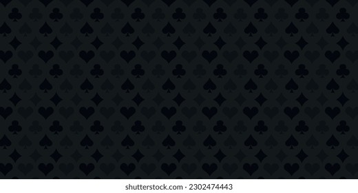 Dark background with card suits. Background vector illustration for banner, flyer, cover...