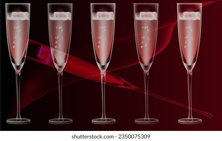 Dark background with champagne glasses.