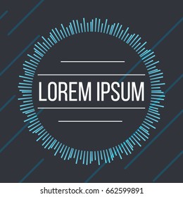 Dark background with circle, stripes and place for text. Vector