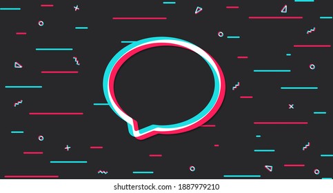 Dark background with colored lines in the colors of a popular social network. Digital background with colored linear message and colored elements. Vector illustration