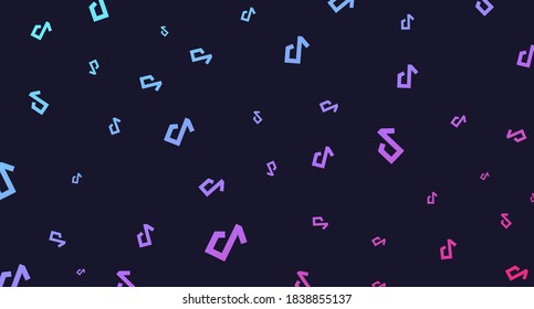 Dark background with colored melodies on it. Colored print pattern. Vector illustration