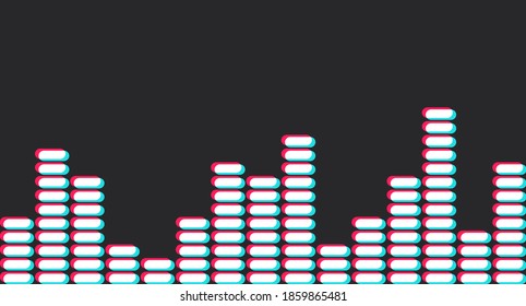 Dark background with a colored music equalizer on it. Color music equalizer in the style of social networks. Vector illustration