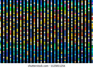 Dark background with colorful balls. Abstract lights garlands, night lamps. Vector illustration