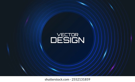 Fundo escuro com linhas de néon gradiente colorido. Ilustração vetorial. Design para papel de parede, banner, fundo. 