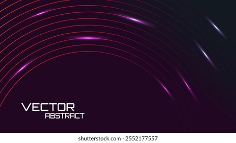 Dark background with colorful gradient neon lines. Vector illustration. Design for wallpaper, banner, background. 