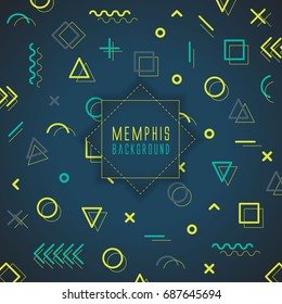 Dark background with colorful shapes