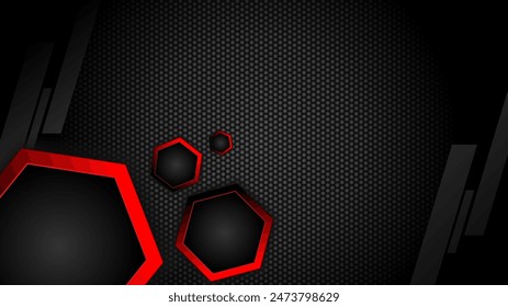 DARK BACKGROUND WITH A COMBINATION OF BLACK AND RED, ELEGANT BACKGROUND, HEXAGON SHAPED AND TEXTURED, LIGHT IN THE MIDDLE