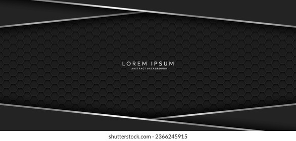 The dark background consists of reflective metallic lines. hexagonal metal texture background