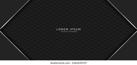 The dark background consists of reflective metallic lines. hexagonal metal texture background