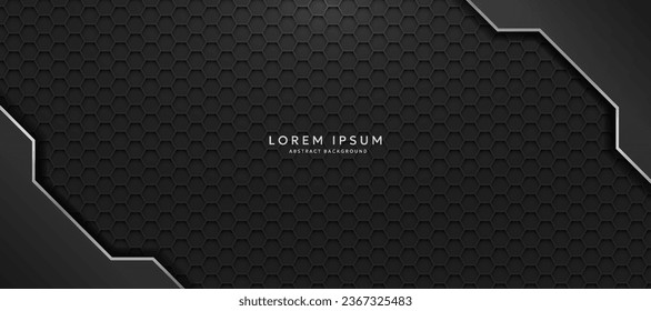 The dark background consists of reflective metallic lines. hexagonal metal texture background