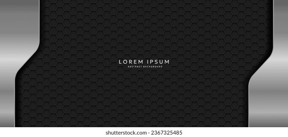 The dark background consists of reflective metallic lines. hexagonal metal texture background