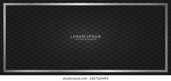 The dark background consists of reflective metallic lines. hexagonal metal texture background