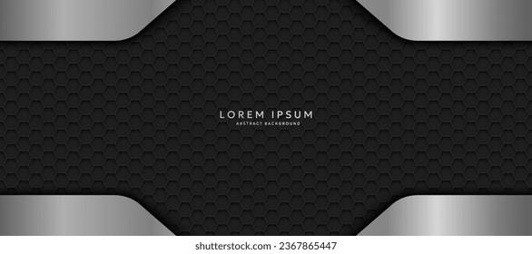 The dark background consists of reflective metallic lines. hexagonal metal texture background
