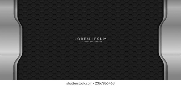 The dark background consists of reflective metallic lines. hexagonal metal texture background