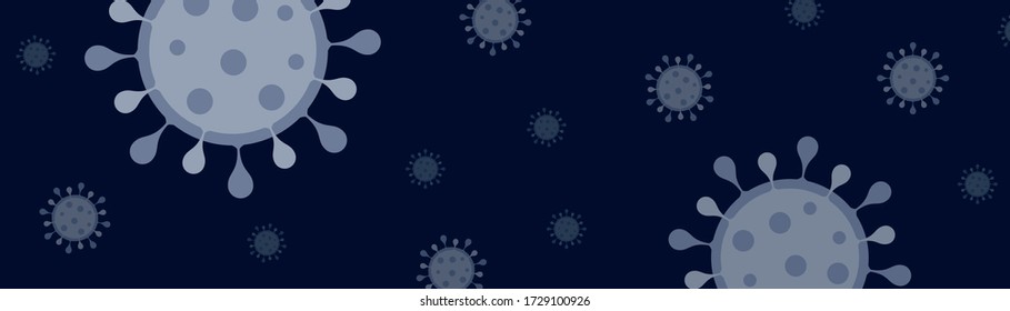 dark background with corona virus flat symbols