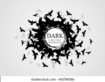 Dark background with crows.