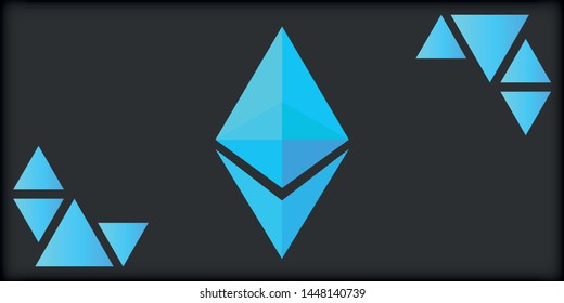 Dark background with cyan ethereum logo.