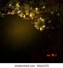 dark  background with decorative flowers