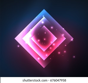 Diseño de fondo oscuro con efectos brillantes azules, líneas y cuadrados de vidrio